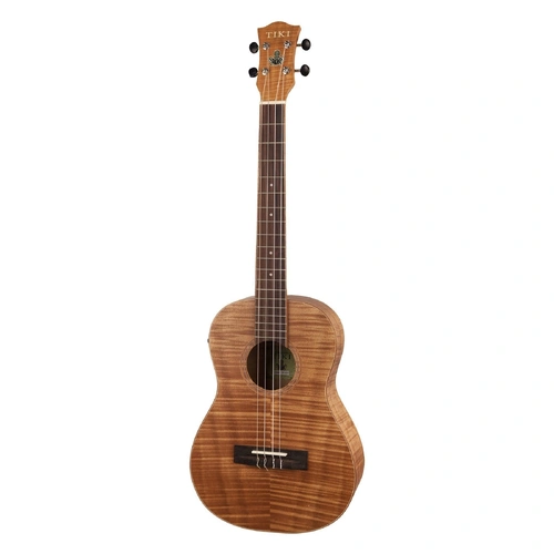 Tiki 2 Series Mahogany Flame Top Baritone Electric Ukulele with Gig Bag - Natural Satin