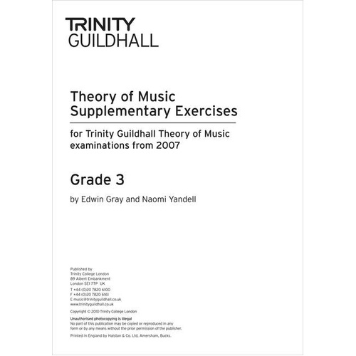 Trinity Theory of Music Supplement Exercises Grade 3