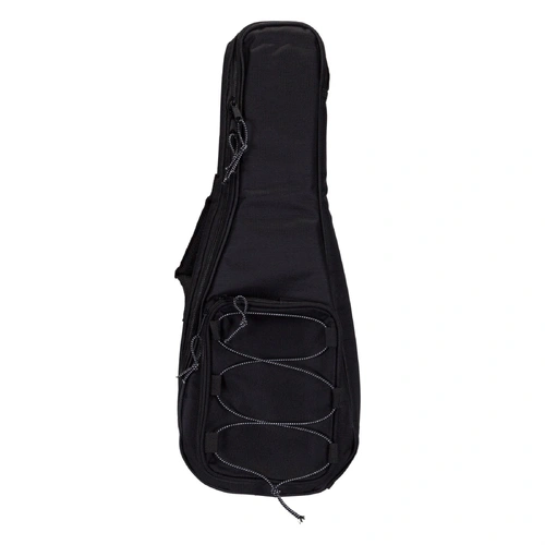Tiki Deluxe Soprano Ukulele Gig Bag - Black, Heavy Duty Canvas, Waterproof, Padded, Accessories Pocket, Sturdy Handle, Metal Zippers