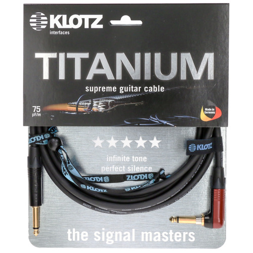 KLOTZ TIR0300PSP 3m Titanium Supreme Guitar Cable With Neutrik Silent Plug Technology and Right Angle