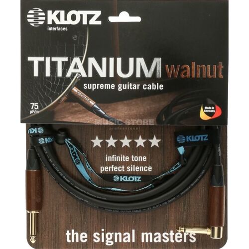 Klotz 3m TITANIUM Walnut Supreme Guitar Cable S/A & Walnut Sleeves TIW0300PR