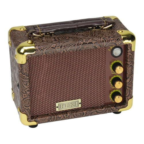 Tiki 5 Watt Portable Ukulele Amplifier in Paisley Brown with Volume, Treble, Bass Controls and 3.5mm Input