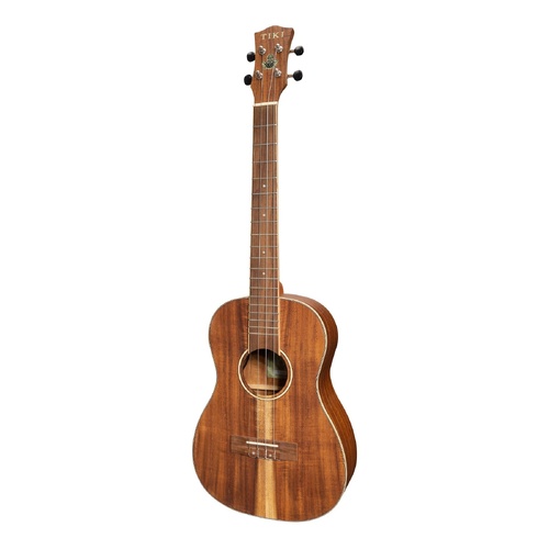 Tiki 9 Series Koa Solid Top Electric Baritone Ukulele with Hard Case Natural Satin TKB-9P-NST
