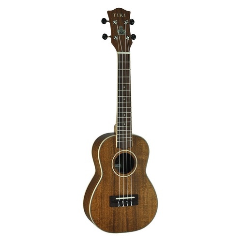 Tiki 9 Series Koa Solid Top Concert Ukulele with Hard Case Natural Satin TKC-9-NST