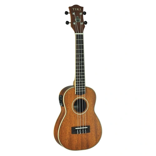 Tiki Mahogany Solid Top Electric Concert Ukulele with Hard Case TMC-5P-NST Natural Satin
