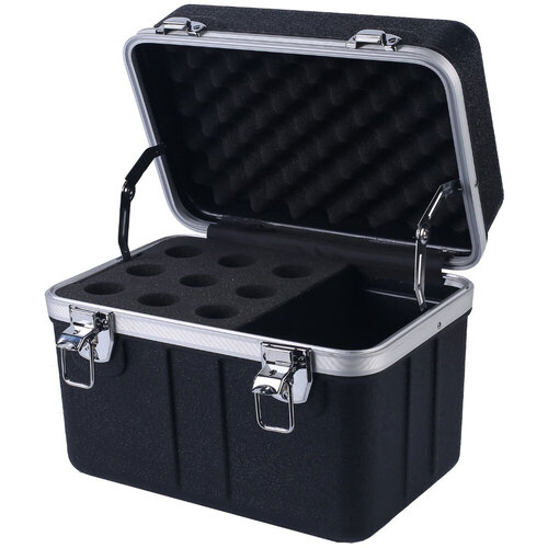 Torque ABS 9-Space Microphone Case with Cable Compartment, Lightweight, Impact-Resistant, Holds 9 Wired Microphones, 23cm High