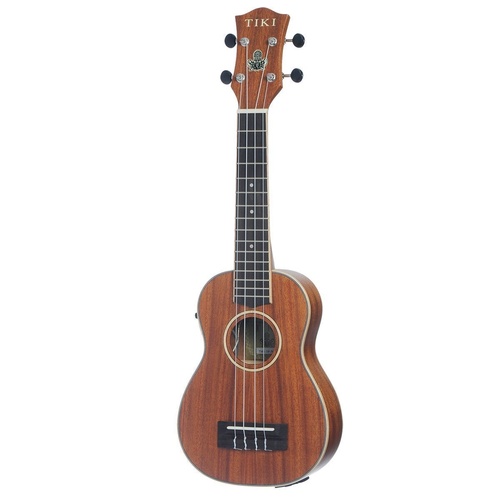 Tiki 5 Series Mahogany Solid Top Electric Soprano Ukulele with Deluxe Hard Case