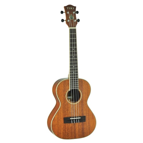 Tiki 5 Series Mahogany Solid Top Tenor Ukulele with Hard Case Natural Satin TMT-5-NST