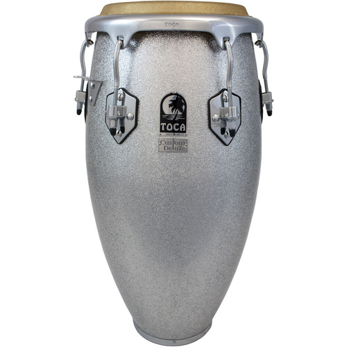 Toca Custom Deluxe 11" Fiberglass Quinto Conga Drum Silver Sparkle Finish
