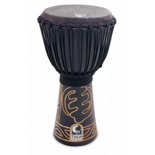 Toca 10'' Inch Djembe Black Mamba Rope Tuned with Pro Bag & Djembe Hat ABMD10