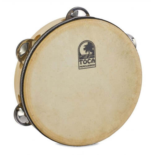 Toca Tambourine 7 1/2'' Inch Single Row with Head Player's Wood 7.5 T1075H