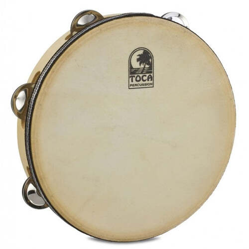 Toca Tambourine 9'' Inch Player's Wood Double Row with Head T1090H