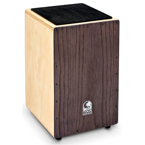 Toca Wooden Cajon with Ash Wood Front Plate, Siam Oak Body, 20.5" H x 12.5" W x 13" D, Fixed Internal Snares, Padded Seat