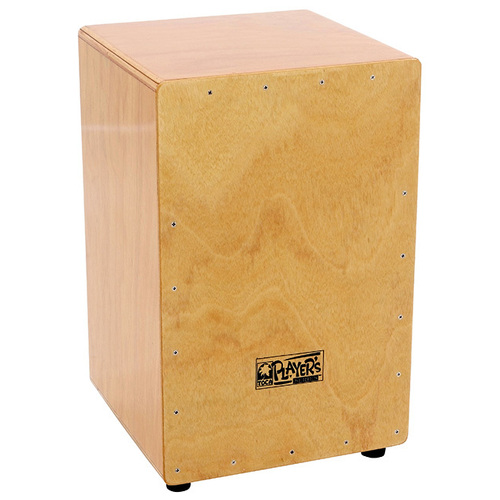 Toca Players Series Wooden Cajon in Natural Gloss with Internal Wire Snares, 11.5" x 17.5" x 11.5", Beginner Friendly, All Wood Construction