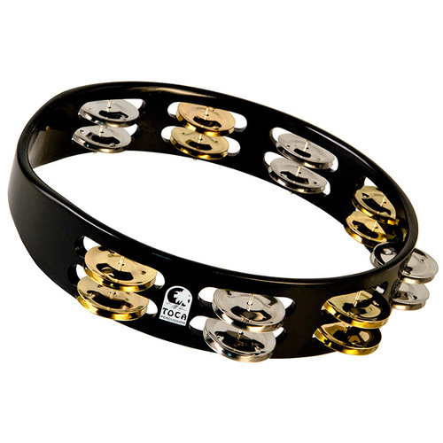 Toca Colorsound 10" Black Acacia Hardwood Tambourine with Brass & Nickel Jingles