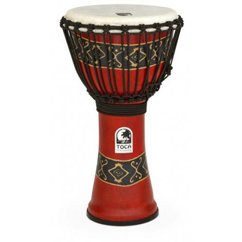 Toca Freestyle 2 Series Djembe 10'' Inch Bali Red Print Rope Tuned TF2DJ10RP
