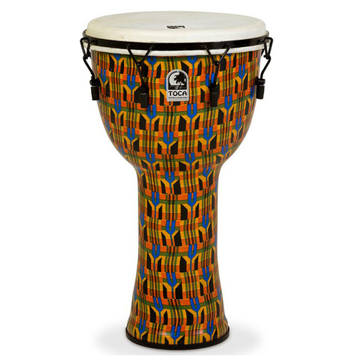 Toca Freestyle 2 Series 14" Mech Tuned Djembe in Kente Cloth with Bag