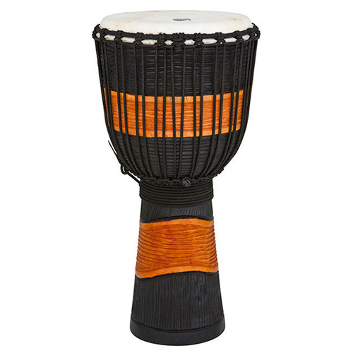 Toca Street Carved Series 12" Wooden Djembe with Synthetic Head in Black & Brown