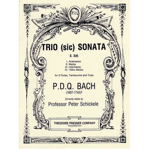 Pdq Bach - Trio (Sic) Sonata 2Flutes/Tambourine/Tuba (Music Score/Parts)