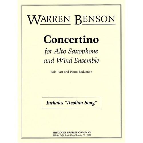 Benson - Concertino Alto Sax/Piano (Softcover Book)