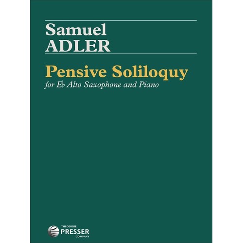 Adler - Pensive Soliloquy Alto Sax/Piano (Softcover Book)