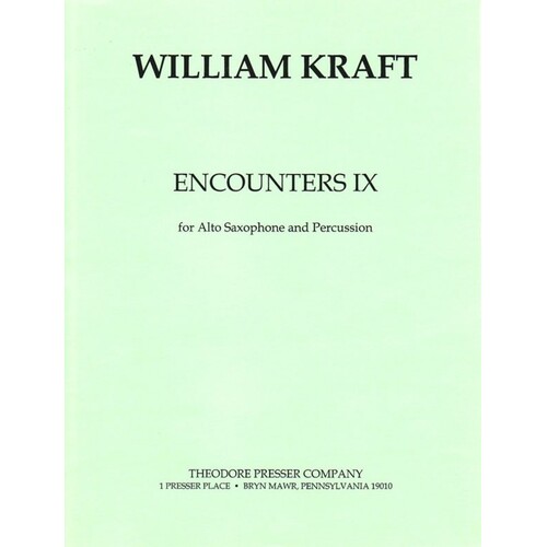 Kraft - Encounters Ix For Alto Sax/Percussion (Softcover Book)