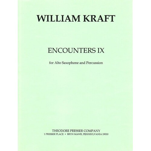 Kraft - Encounters Ix For Alto Sax/Percussion (Softcover Book)