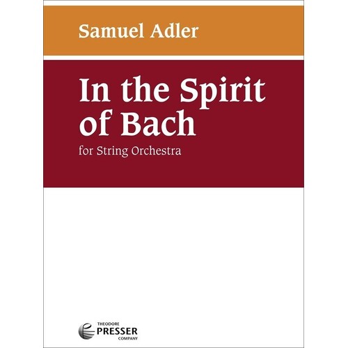 Adler - In The Spirit Of Bach So Score/Parts 