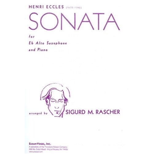 Eccles - Sonata For Alto Sax/Piano Arr Rascher (Softcover Book)