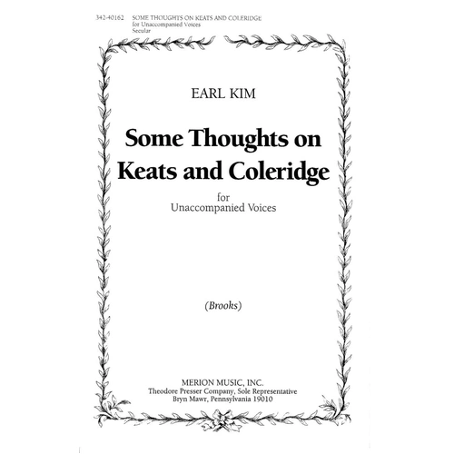 Some Thoughts on Keats and Coleridge SATB Choral Score