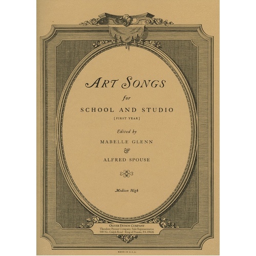 Art Songs For School & Studio 1st Year Med High