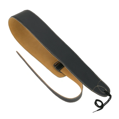 Timberidge Premium Italian Leather Padded Guitar Strap - Black, 183 cm Length, 8 cm Wide, Embossed TR Logo, Accent Stitching