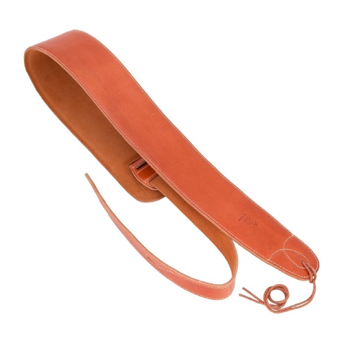 Timberidge Premium Italian Leather Padded Guitar Strap - Brown, 183 cm Length, 8 cm Wide, Embossed TR Logo, Accent Stitching