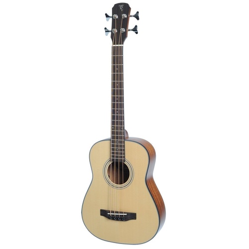 Timberidge 'TR Series' Spruce Solid Top Acoustic-Electric Bass Travel Guitar with Gig Bag (Natural Satin)