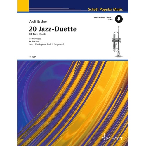 Escher - 20 Jazz Duets Vol 1 For 2 Trumpets Bk/Ola Sftcvr/Online Audio (Trumpet)