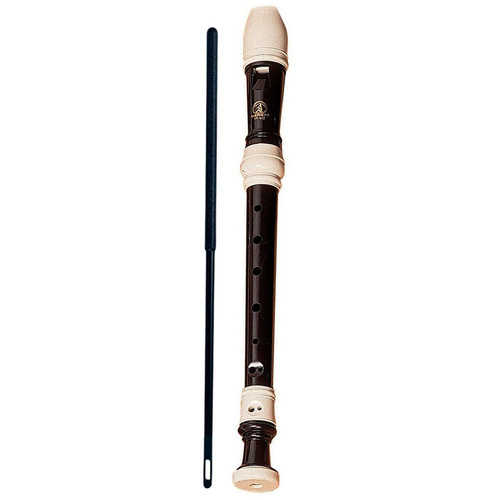 Maxtone TR502B Soprano Descant Recorder, Baroque System, Brown with Ivory Trim, Key of C, 3-Piece, Includes Pouch and Cleaning Rod