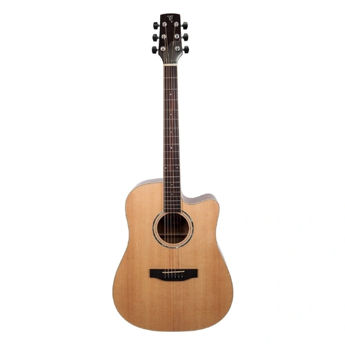 Timberidge TRC-1-NGL 1 Series Spruce Solid Top Acoustic-Electric Dreadnought Cutaway Guitar Natural Gloss with Hard Case