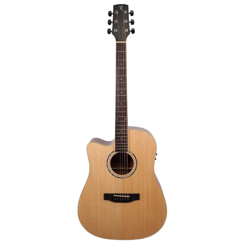 Timberidge '1 Series' Left Handed Spruce Solid Top Acoustic-Electric Dreadnought Cutaway Guitar (Natural Satin)