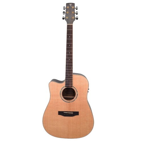 Timberidge '3 Series' Left Handed Spruce Solid Top Acoustic-Electric Dreadnought Cutaway Guitar (Natural Satin)