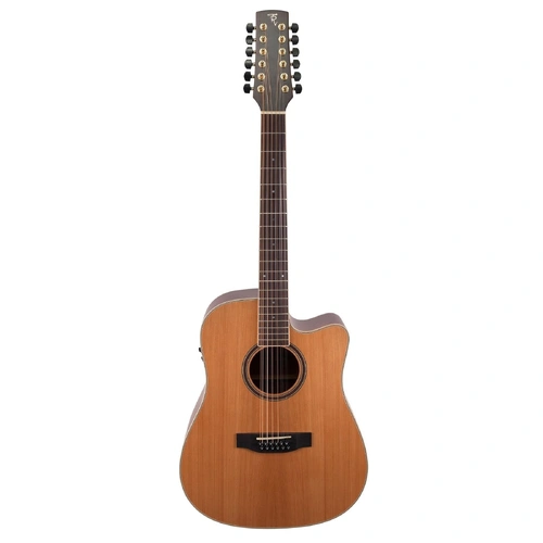 Timberidge 4 Series 12-String Cedar Solid Top Acoustic-Electric Dreadnought Cutaway Guitar Natural Satin with Hard Case