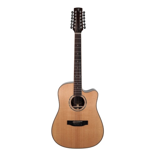 Timberidge '9 Series' 12-String Spruce Solid Top and Rosewood Solid Back & Sides Acoustic-Electric Dreadnought Cutaway Guitar (Natural Gloss)