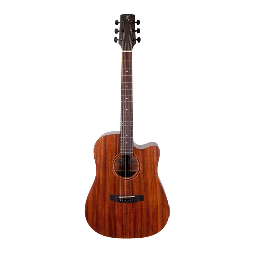 Timberidge Messenger Series Mahogany Solid Top Acoustic-Electric Dreadnought Cutaway Guitar Natural Satin with Hard Case