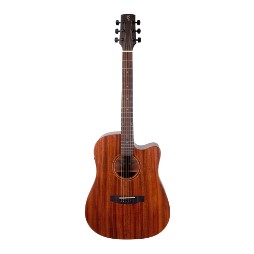 Timberidge Messenger Series Mahogany Solid Top Acoustic-Electric Dreadnought Cutaway Guitar Natural Satin with Hard Case