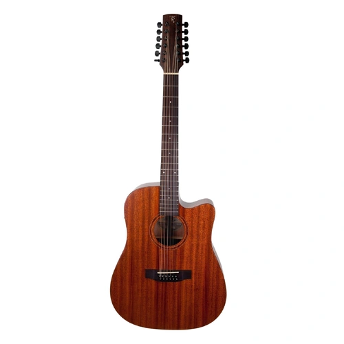 Timberidge Messenger Series 12-String Mahogany Acoustic-Electric Dreadnought Cutaway Guitar Natural Satin with Hard Case