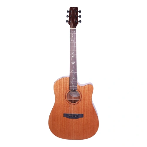 Timberidge Messenger Series Mahogany Solid Top Acoustic-Electric Dreadnought Cutaway Guitar Natural Gloss TRC-MMT-NGL