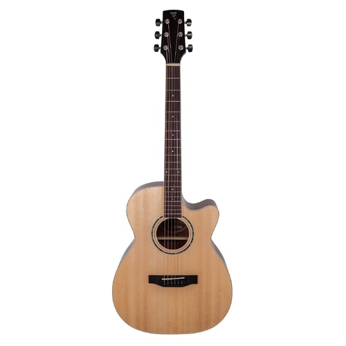Timberidge 1 Series Spruce Solid Top Acoustic-Electric Small Body Cutaway Guitar Natural Gloss with Hard Case