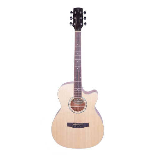 Timberidge '1 Series' Spruce Solid Top & Mahogany Solid Back Acoustic-Electric Small Body Cutaway Guitar (Natural Satin)