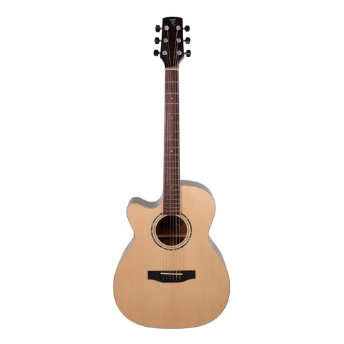 Timberidge '1 Series' Left Handed Spruce Solid Top & Mahogany Solid Back Acoustic-Electric Small Body Cutaway Guitar (Natural Gloss)