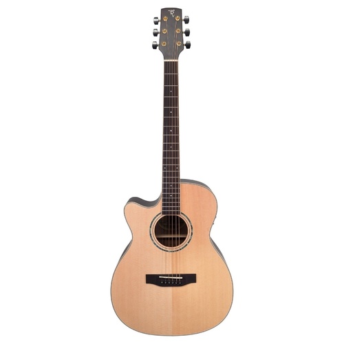 Timberidge '3 Series' Left Handed Spruce Solid Top Acoustic-Electric Small Body Cutaway Guitar (Natural Satin)