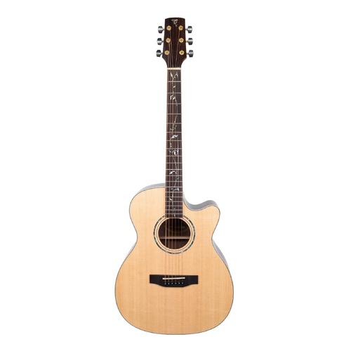 Timberidge TRFC-3T-NGL 3 Series Spruce Solid Top Acoustic-Electric Small Body Cutaway Guitar with Tree of Life Inlay Natural Gloss